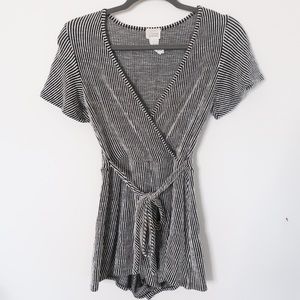 Black and White Striped Romper
